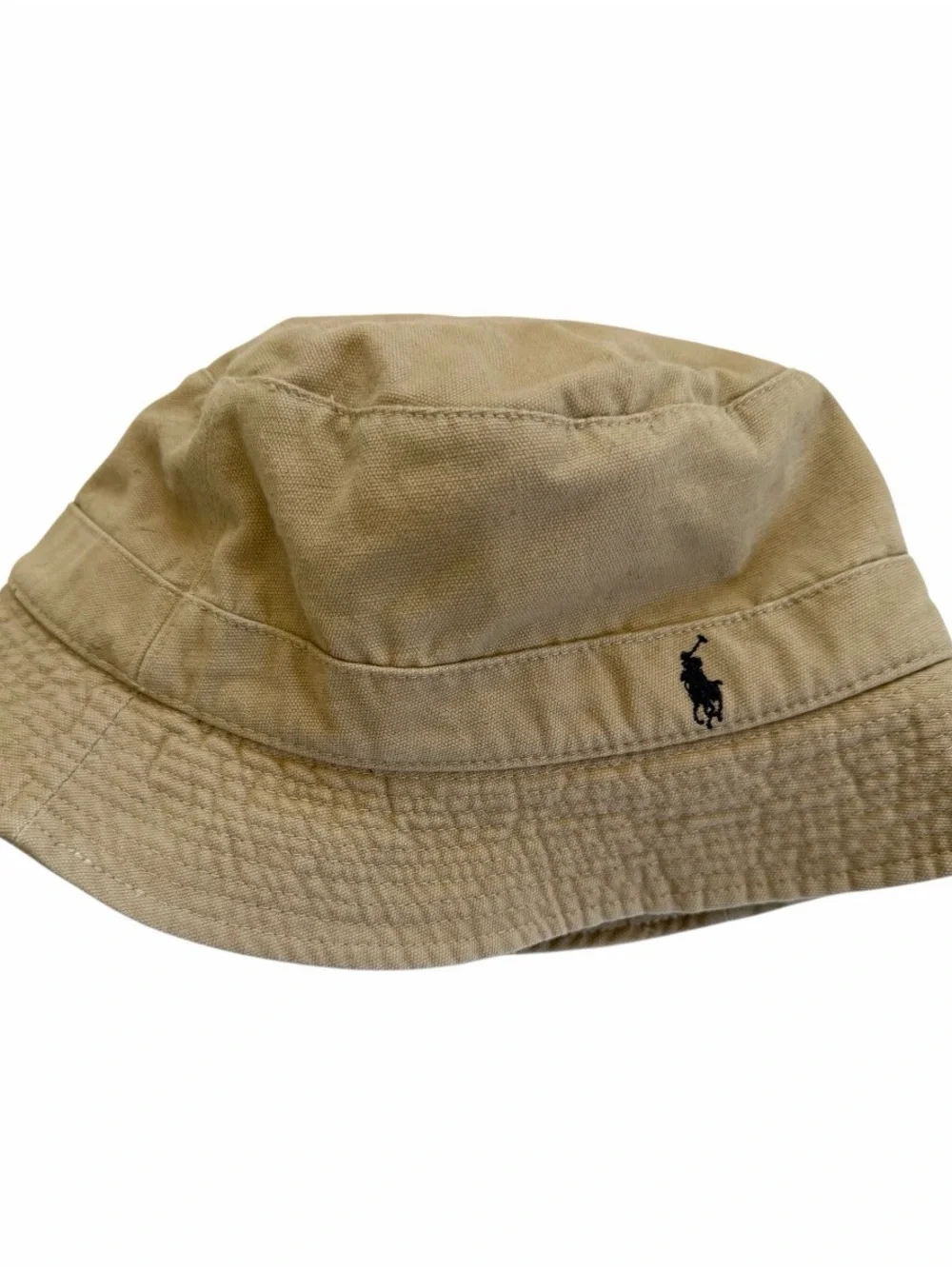 Polo by Ralph Lauren Khaki/Tan Bucket Hat with navy  Polo Logo - Picture 6 of 10